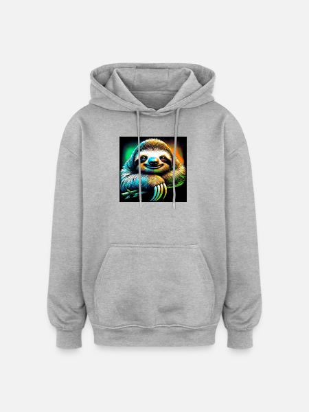 Faultier - Oversized Unisex Hoodie - Grau meliert