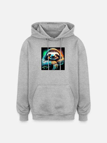 sloth - Oversized Unisex Hoodie - heather grey