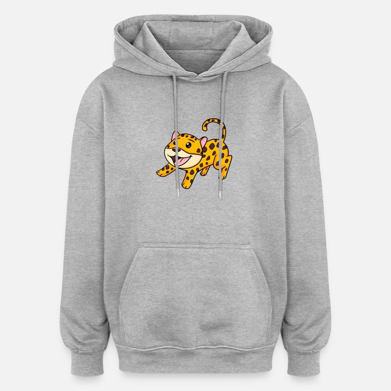 Jaguar - Sweat à capuche oversize unisexe - gris chiné