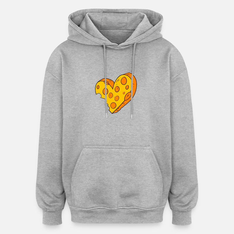 Cœur de fromage - Sweat à capuche oversize unisexe - gris chiné