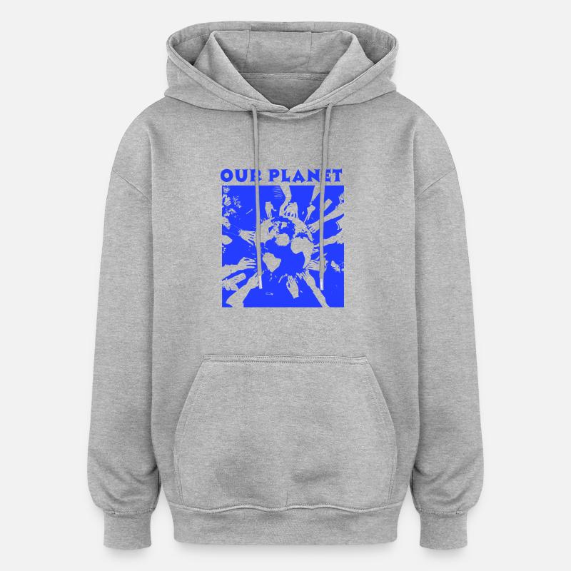 Notre planète - Sweat à capuche oversize unisexe - gris chiné
