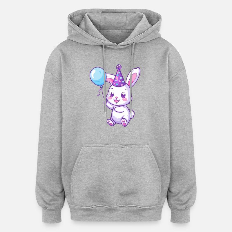 Lapin Anniversaire Bébé - Sweat à capuche oversize unisexe - gris chiné