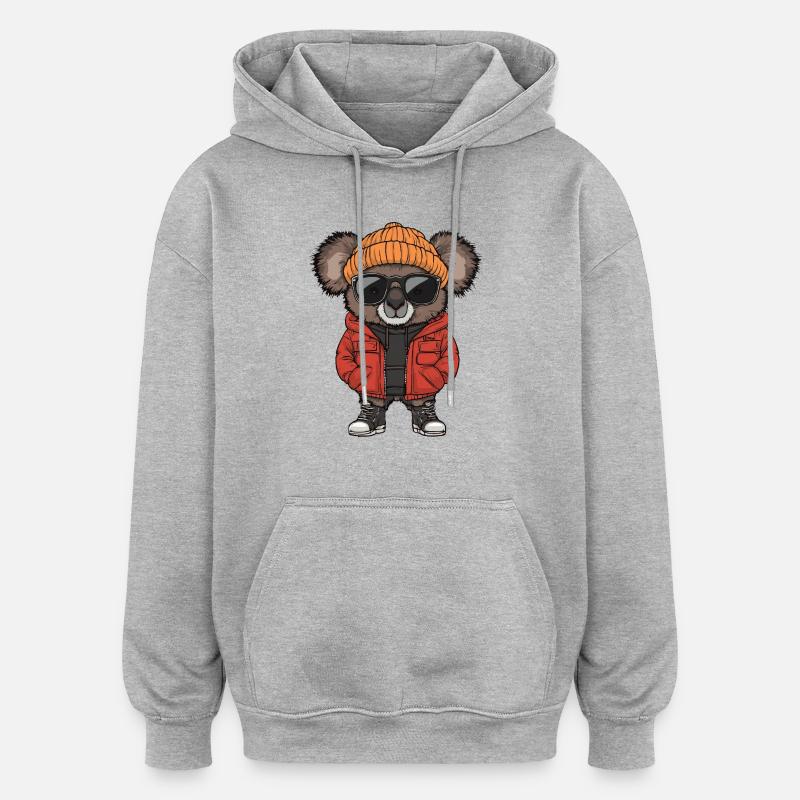 Koala Cool BD - Sweat à capuche oversize unisexe - gris chiné