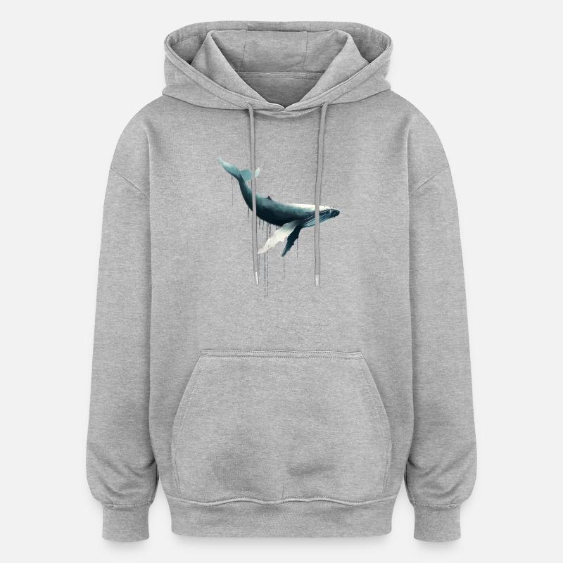 Buckelwal - Oversized Unisex Hoodie - Grau meliert