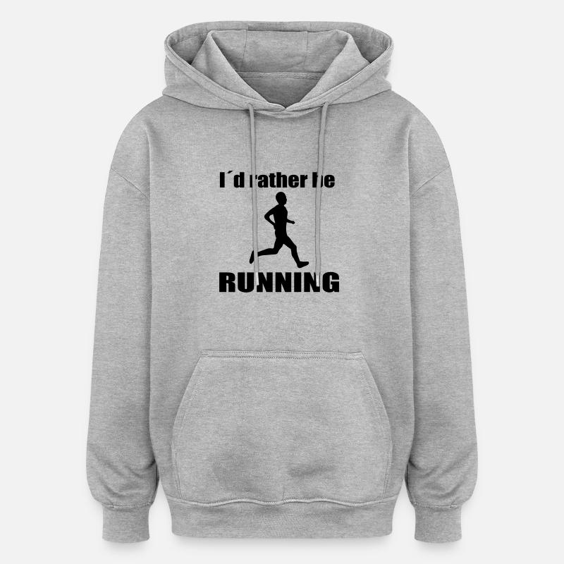 running - Sweat à capuche oversize unisexe - gris chiné