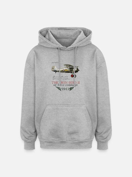 AVIONS DE CHASSE 2 - Sweat à capuche oversize unisexe - gris chiné