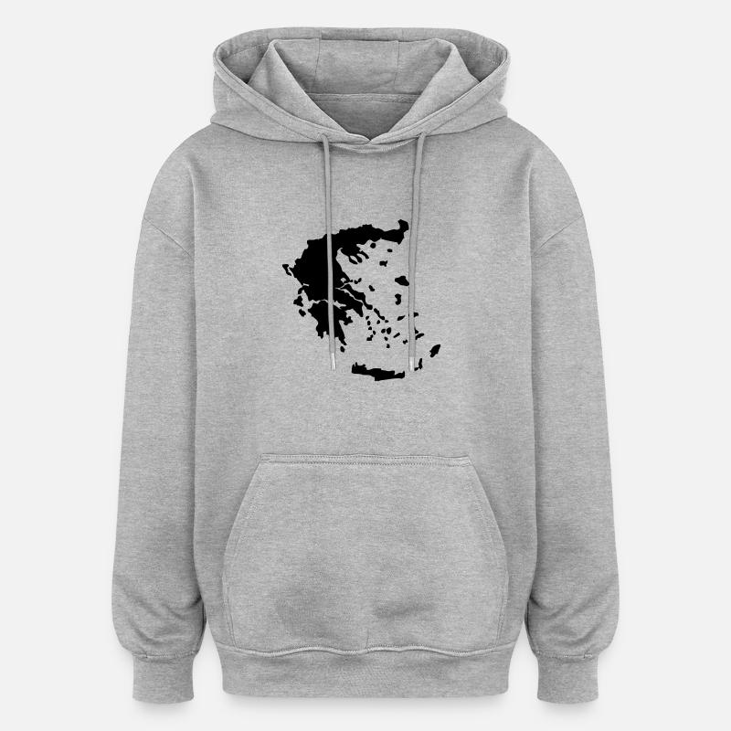 Grèce - Sweat à capuche oversize unisexe - gris chiné