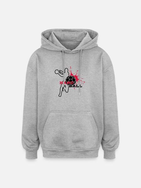 HANDBALL Spieler-Splash - Oversized Unisex Hoodie - Grau meliert