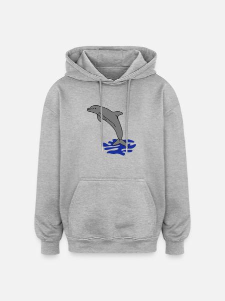 jumping dolphin water - Oversized Unisex Hoodie - heather grey
