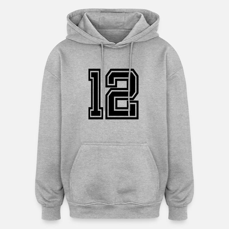 12 - Oversized Unisex Hoodie - Grau meliert
