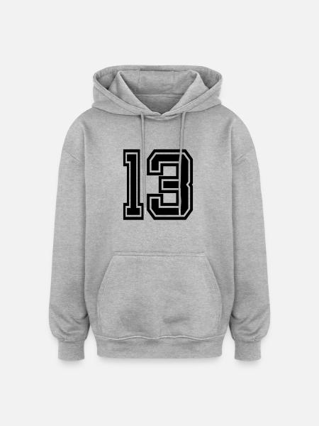 13 - Oversized Unisex Hoodie - Grau meliert