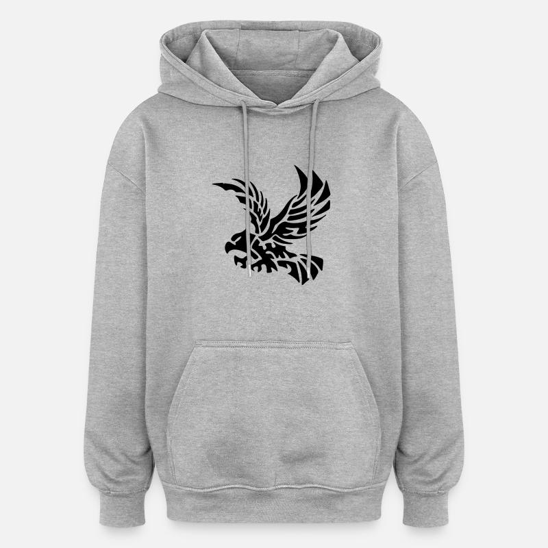 tribal eagle - Sweat à capuche oversize unisexe - gris chiné