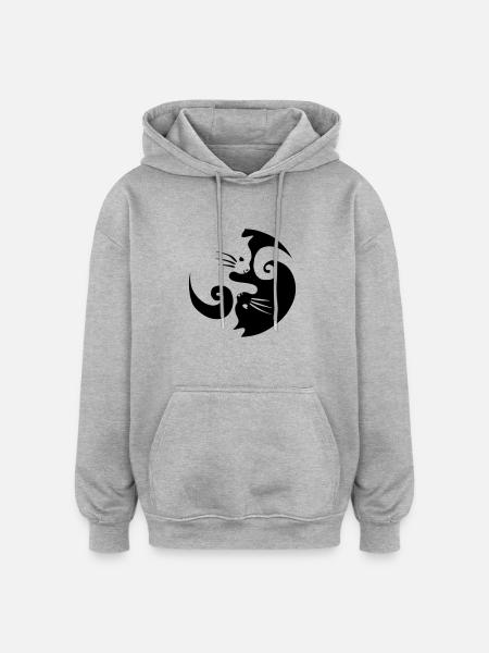 Katzenliebe - Oversized Unisex Hoodie - Grau meliert