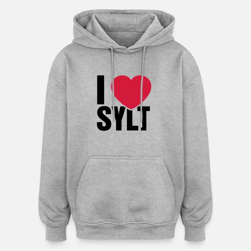 J'adore Sylt - Sweat à capuche oversize unisexe - gris chiné