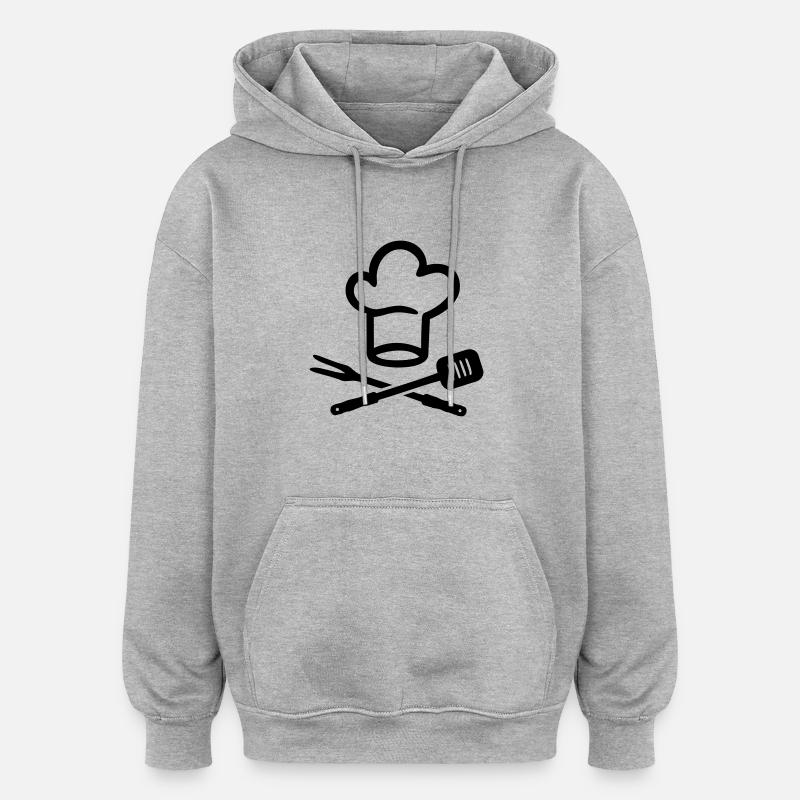 Barbecues - Sweat à capuche oversize unisexe - gris chiné