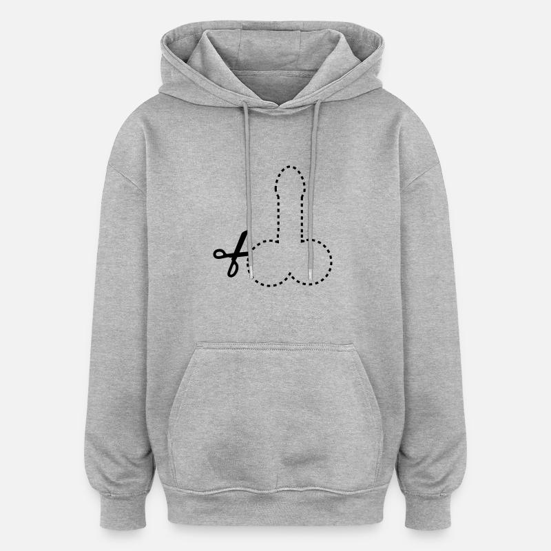 dashed_cut_out_penis_1c - Sweat à capuche oversize unisexe - gris chiné