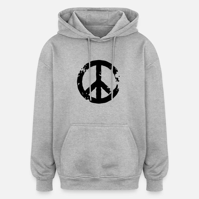 Grunge de paix - Sweat à capuche oversize unisexe - gris chiné