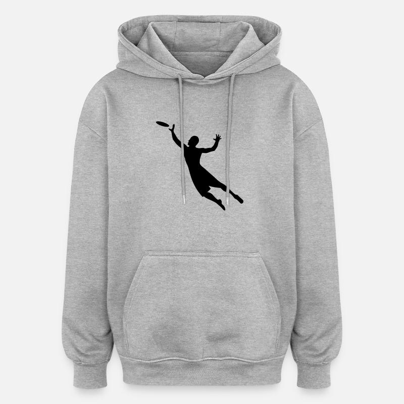 Frisbee Player Silhouette - Oversized Unisex Hoodie - heather grey