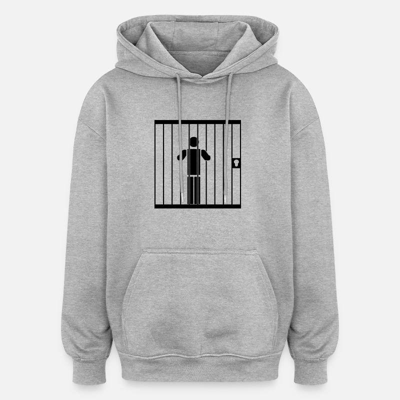 En prison - Sweat à capuche oversize unisexe - gris chiné