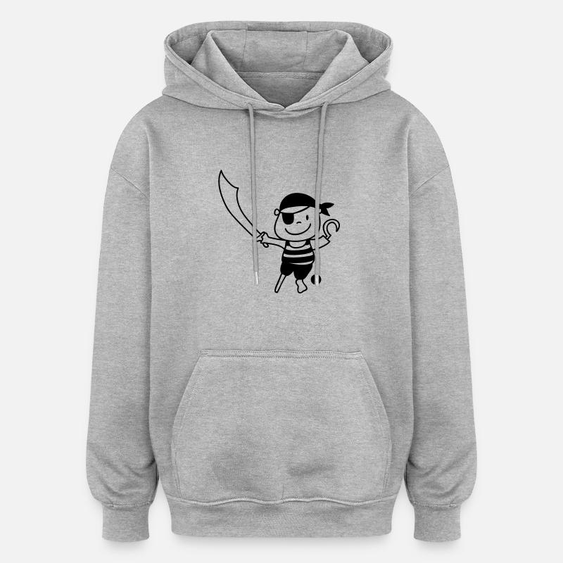 Pirat - Pirate - Sweat à capuche oversize unisexe - gris chiné