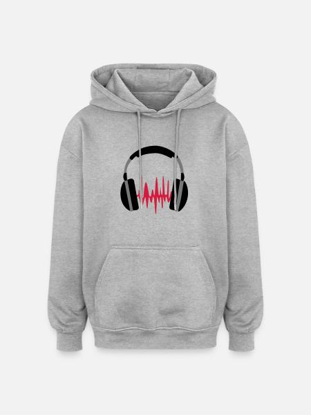 ecouteurs - Sweat à capuche oversize unisexe - gris chiné