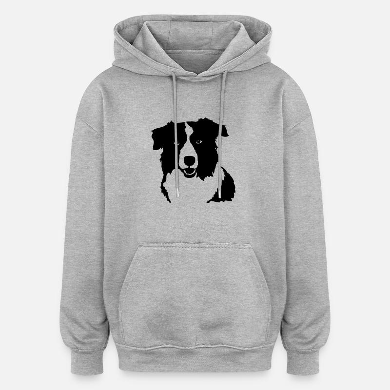Border Collie - Sweat à capuche oversize unisexe - gris chiné