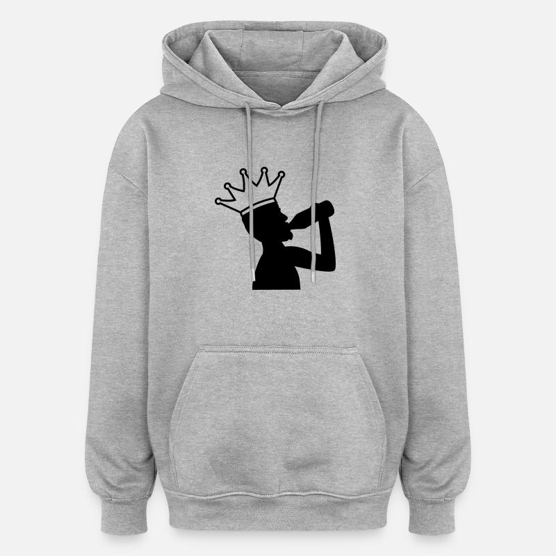 Beer King - Sweat à capuche oversize unisexe - gris chiné