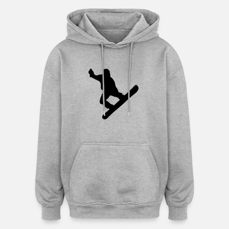 faire du snowboard - Sweat à capuche oversize unisexe - gris chiné