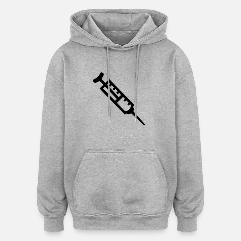 Seringue - Sweat à capuche oversize unisexe - gris chiné