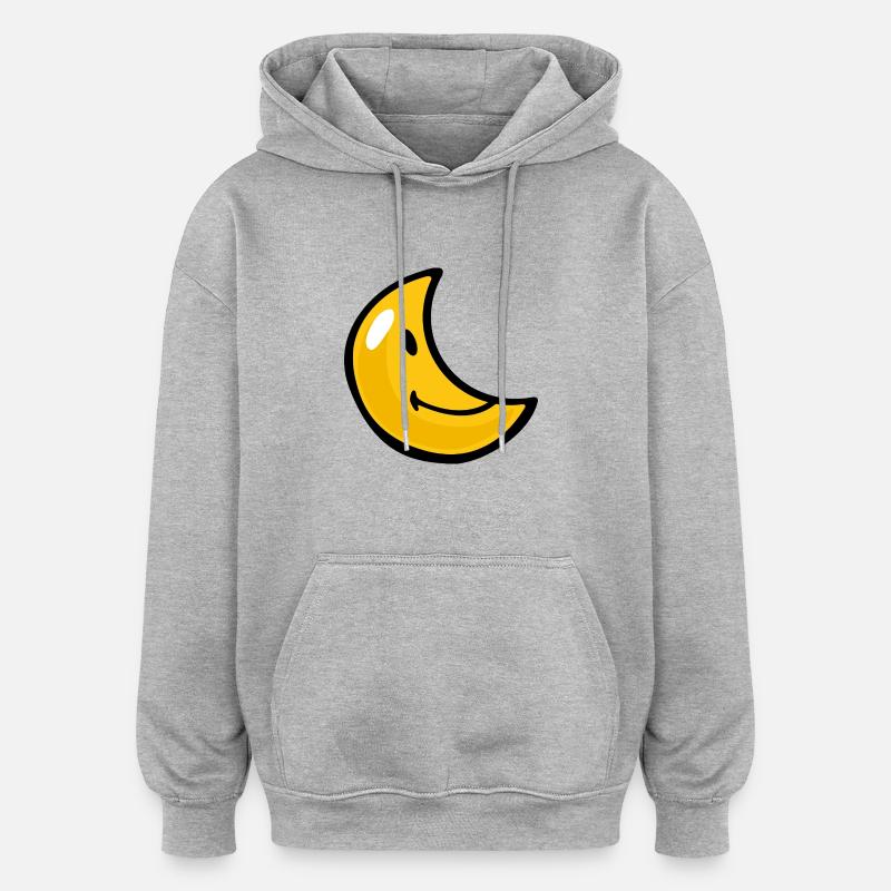 Smiley Crescent Moon - Sweat à capuche oversize unisexe - gris chiné