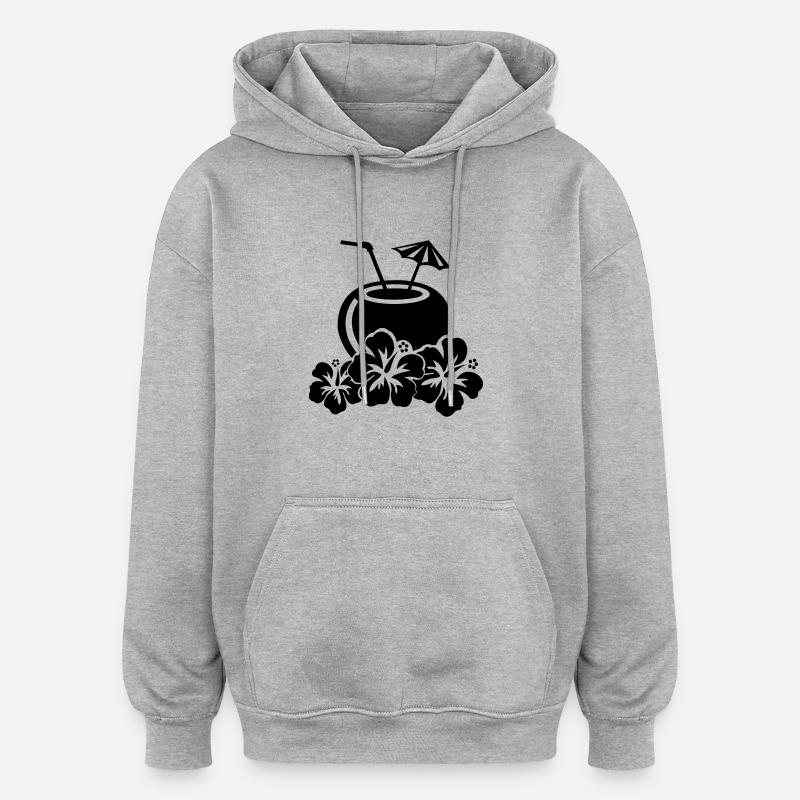 cocktail_paradies_01 - Sweat à capuche oversize unisexe - gris chiné