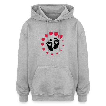 Baby loading - Schwangerschaft - Neugeborenes - Oversized Unisex Hoodie - Grau meliert - Vorne - Noah (186cm)