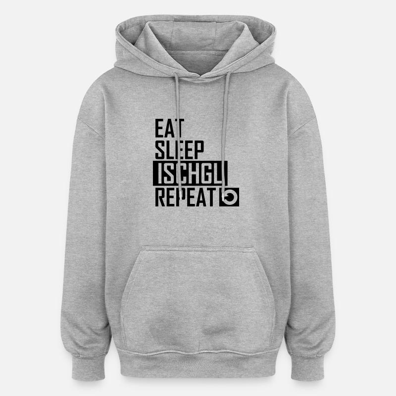 eat sleep ischgl repeat - Oversized Unisex Hoodie - Grau meliert