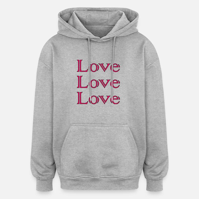 LOVE,JUST MARRIED,VIVE LES MARIES,EVJF,COUPLE - Sweat à capuche oversize unisexe - gris chiné