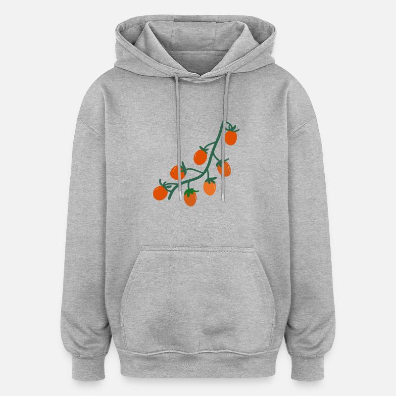 Tomates cerises2 - Sweat à capuche oversize unisexe - gris chiné