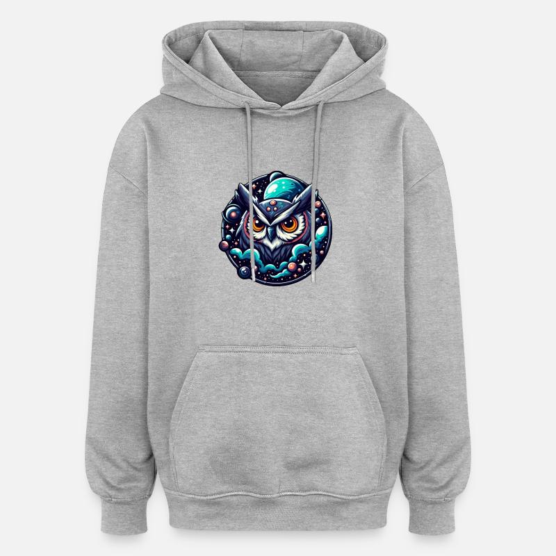 Himmlische Eule - Oversized Unisex Hoodie - Grau meliert