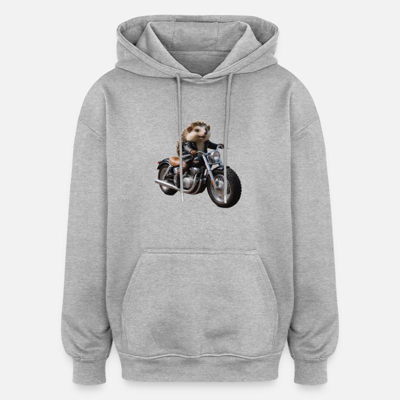 Hérisson motard - Sweat à capuche oversize unisexe - gris chiné