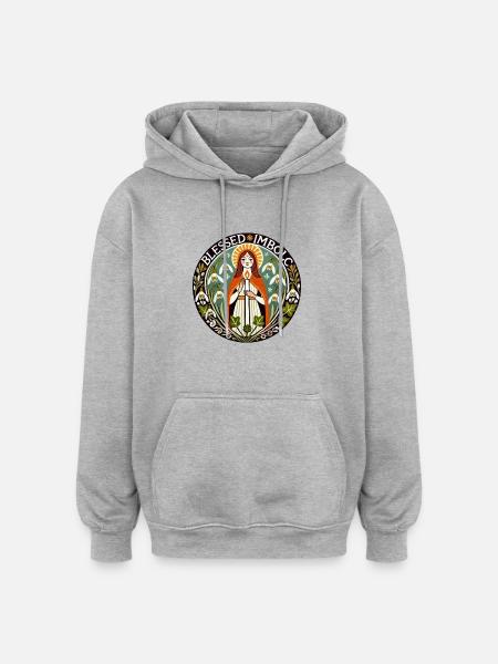Imbolc - Sweat à capuche oversize unisexe - gris chiné