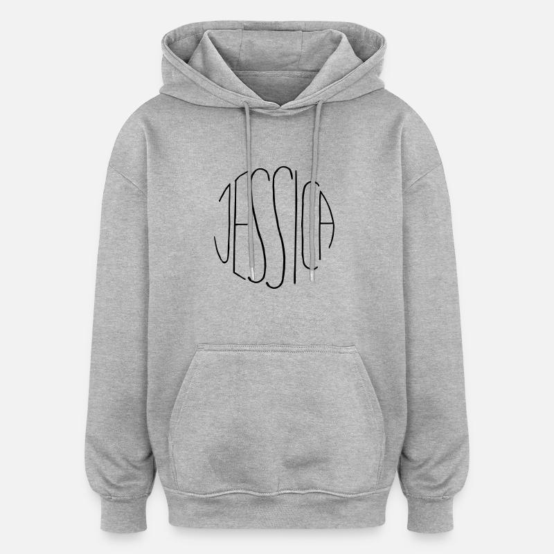 Jessica - Sweat à capuche oversize unisexe - gris chiné