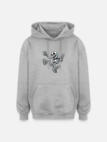 Skull Dancing - Oversized Unisex Hoodie - Grau meliert