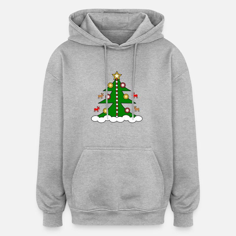 Arbre de Noël - Sweat à capuche oversize unisexe - gris chiné