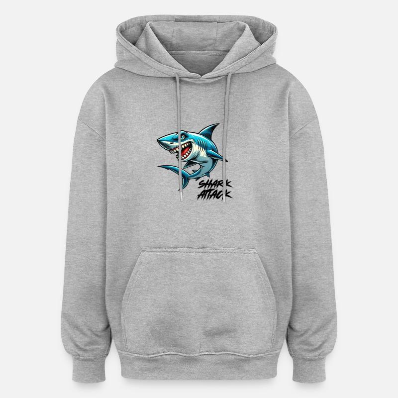 attaque de requin - Sweat à capuche oversize unisexe - gris chiné