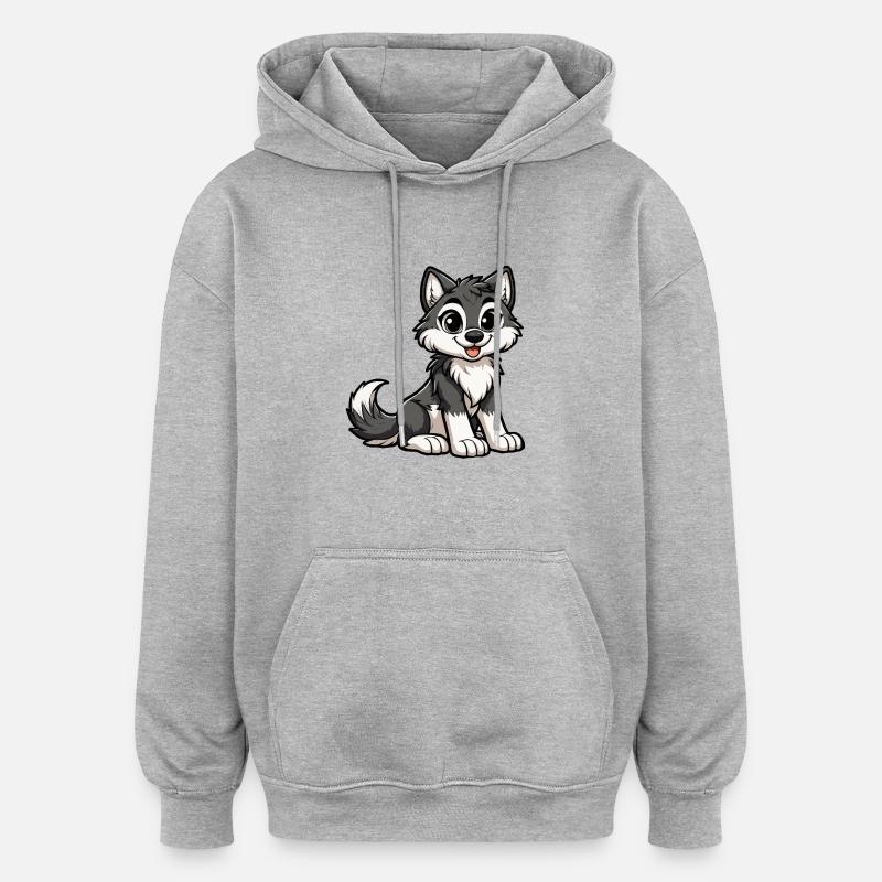 Fille louve - Sweat à capuche oversize unisexe - gris chiné