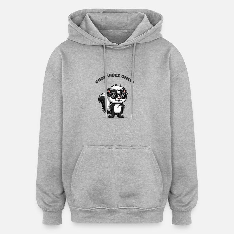 Skunk Bande dessinée Cool - Sweat à capuche oversize unisexe - gris chiné