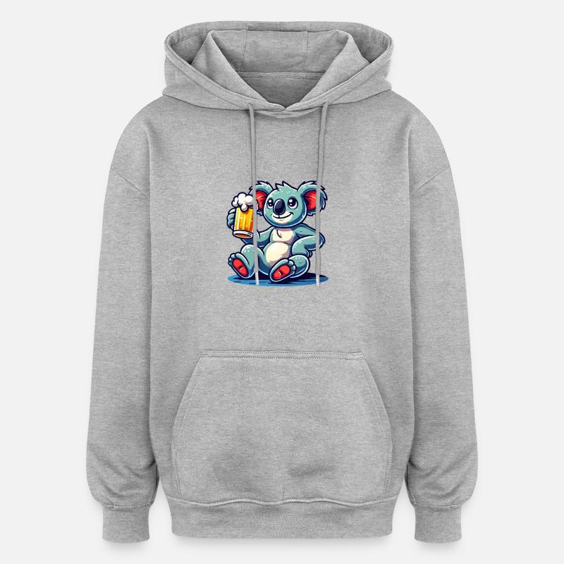Koala Bear Beer Comic - Oversized Unisex Hoodie - heather grey