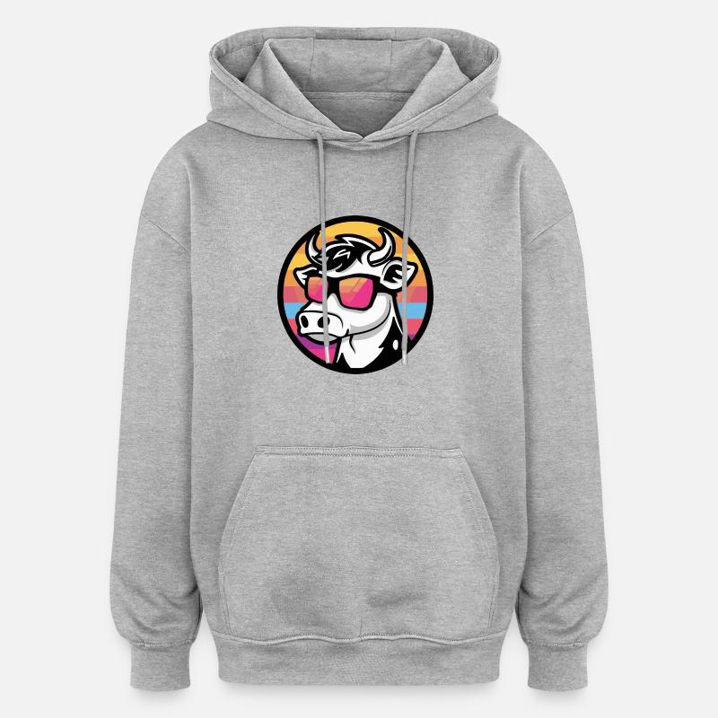 Kuh Comic Cool Sommer - Oversized Unisex Hoodie - Grau meliert