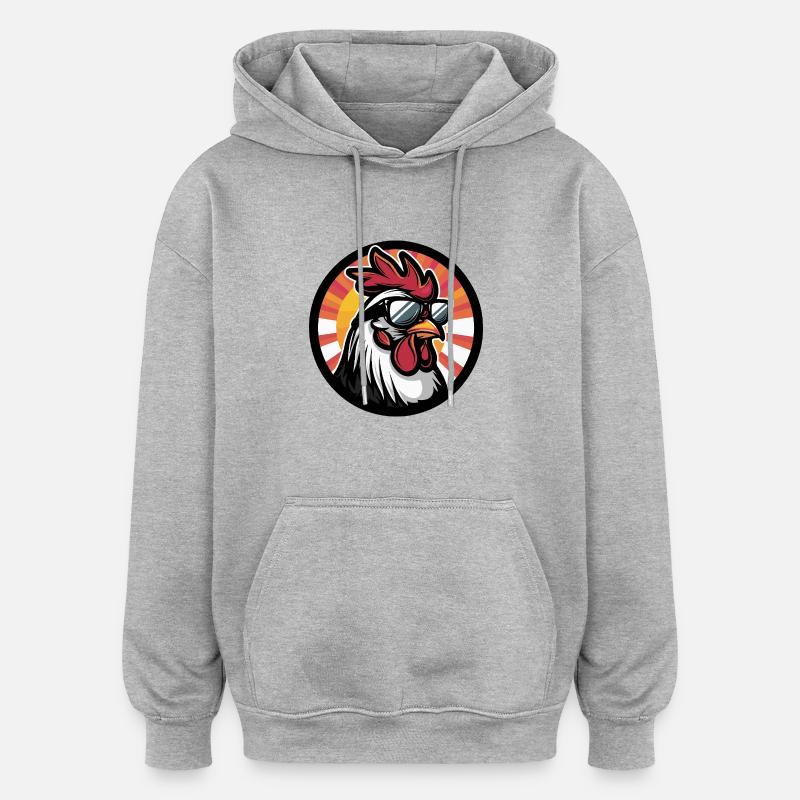 Rooster Comic Cool Summer - Oversized Unisex Hoodie - heather grey
