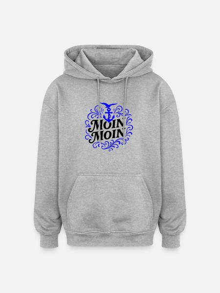 Moin Moin Anker - Oversized Unisex Hoodie - Grau meliert