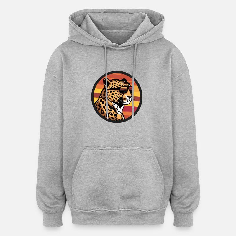 Leopard Comic Cool - Oversized Unisex Hoodie - heather grey