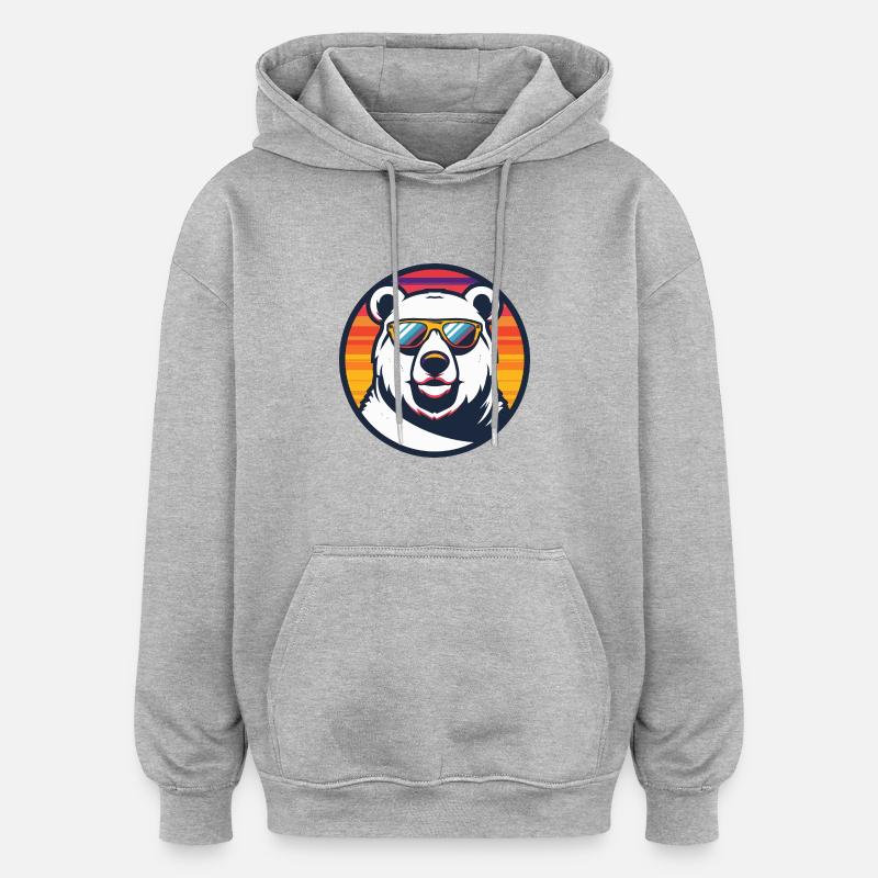 Polar Bear Cool Comic - Oversized Unisex Hoodie - heather grey